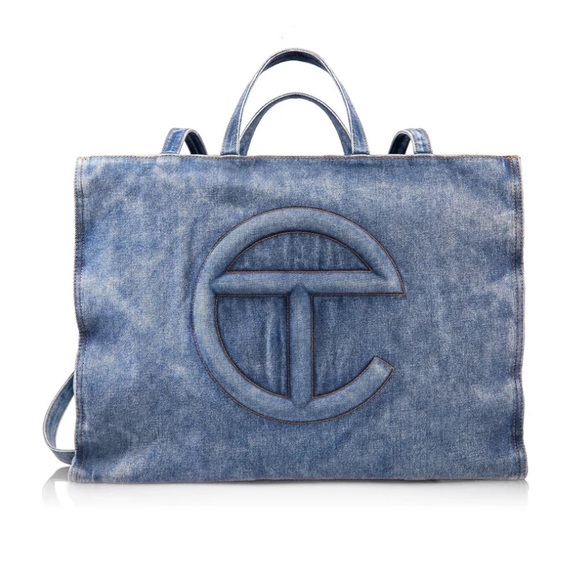 SOLD‼️ TELFAR New Large Denim Shopper Bag Tote Blue Denim - Picture 1 of 8